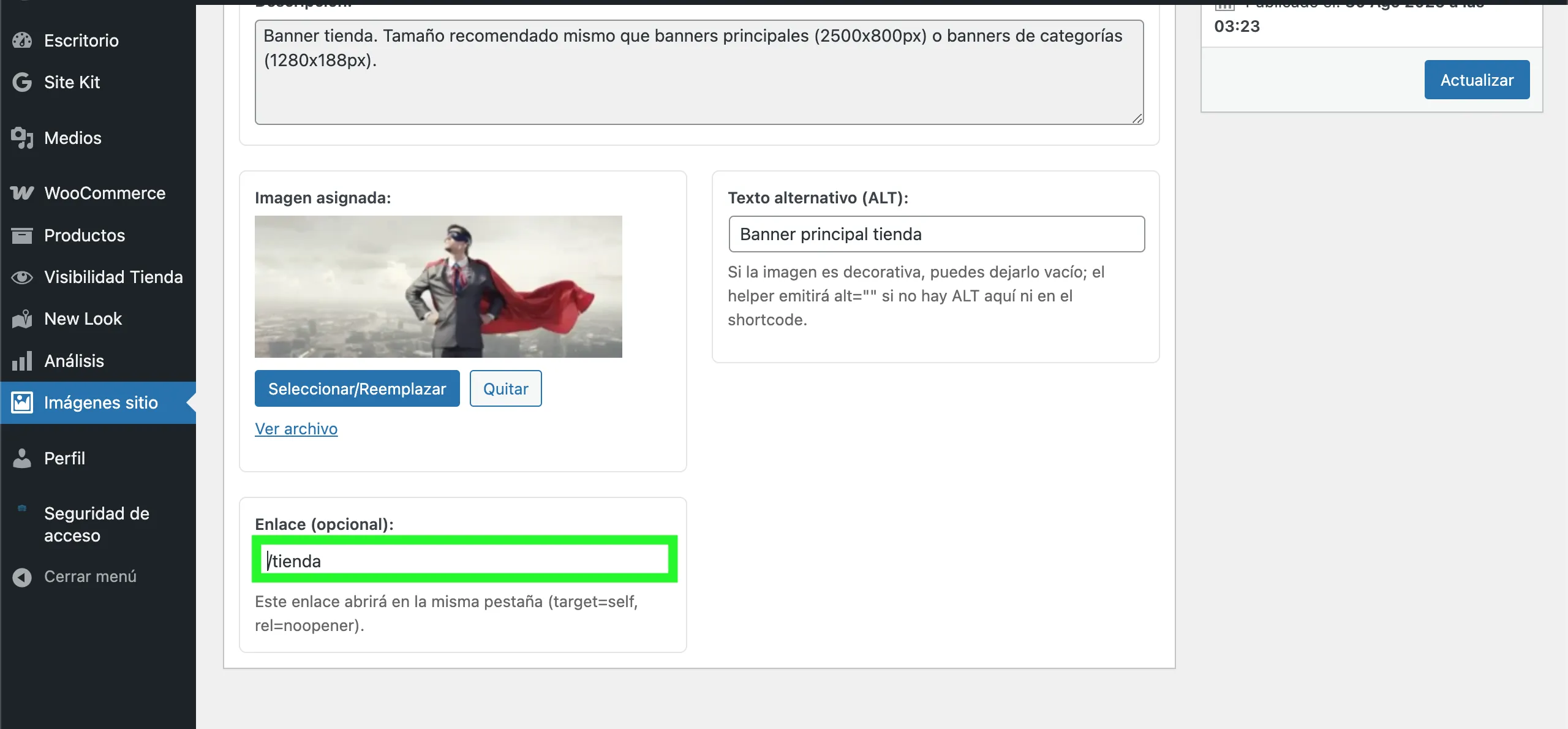 Ejemplo con enlace relativo al sitio