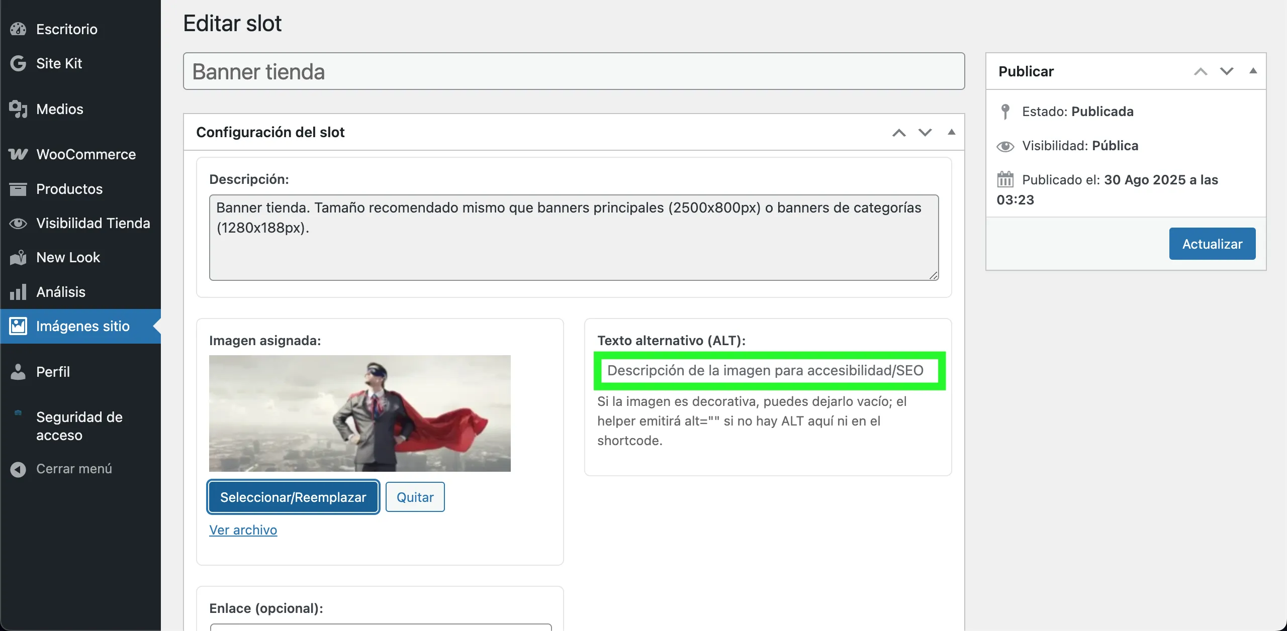 Campo de texto alternativo listo para editar
