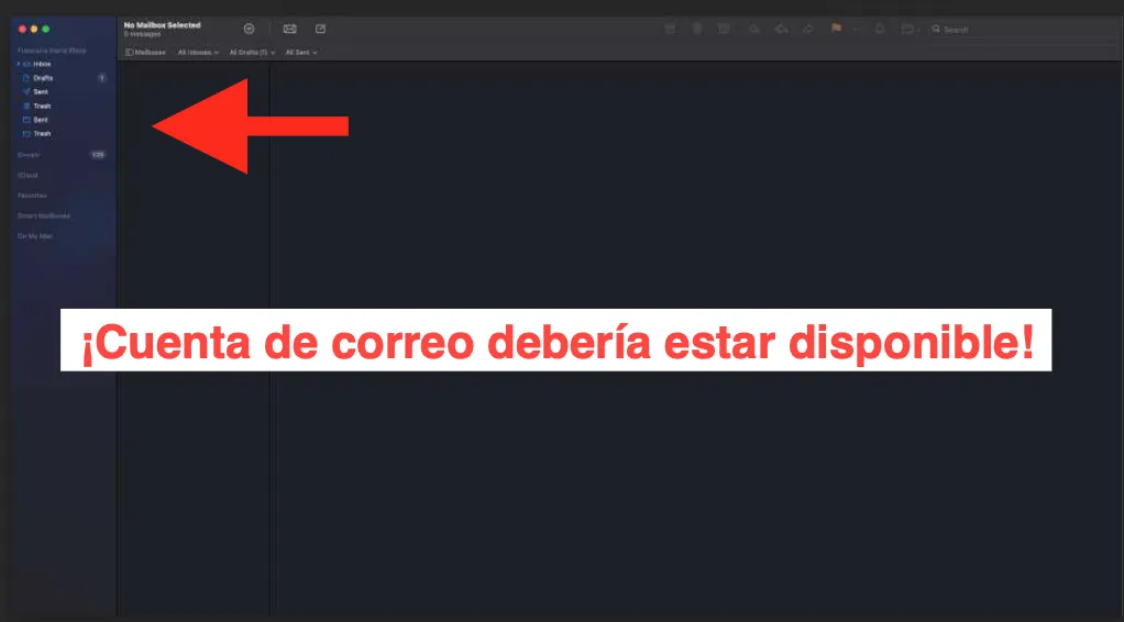 Bandeja de correo disponible dentro de Mail